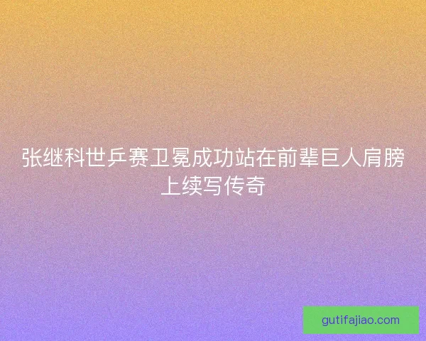 张继科世乒赛卫冕成功站在前辈巨人肩膀上续写传奇