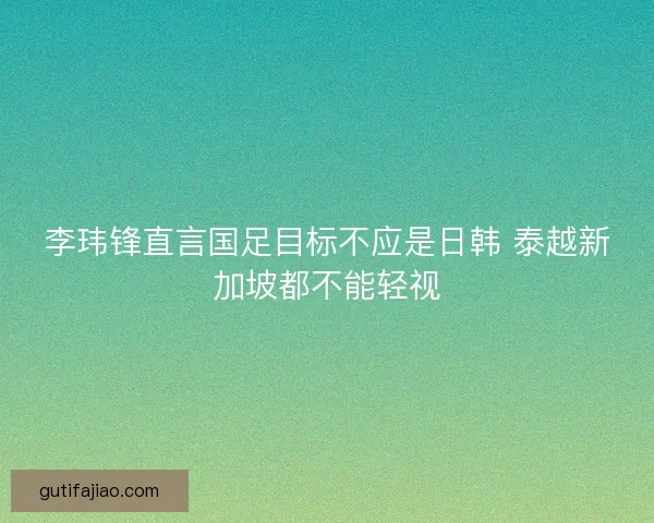 李玮锋直言国足目标不应是日韩 泰越新加坡都不能轻视