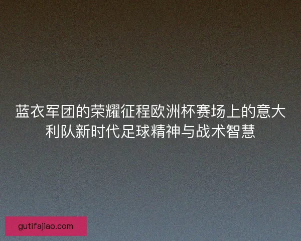 蓝衣军团的荣耀征程欧洲杯赛场上的意大利队新时代足球精神与战术智慧