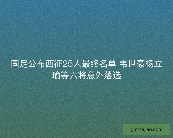 国足公布西征25人最终名单 韦世豪杨立瑜等六将意外落选