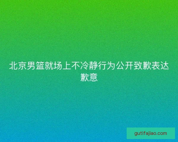 北京男篮就场上不冷静行为公开致歉表达歉意