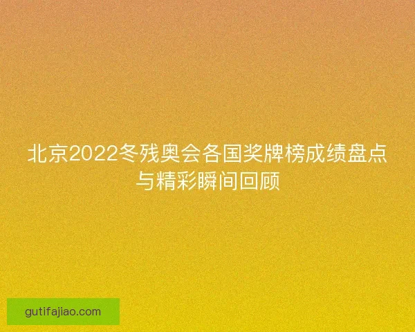 北京2022冬残奥会各国奖牌榜成绩盘点与精彩瞬间回顾
